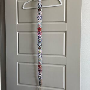 Decorative 43” interchangeable purse strap with brightly colored flowers w/tag